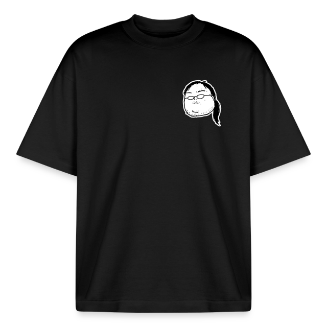 Black boxy heavyweight t-shirt with the ponytail logo